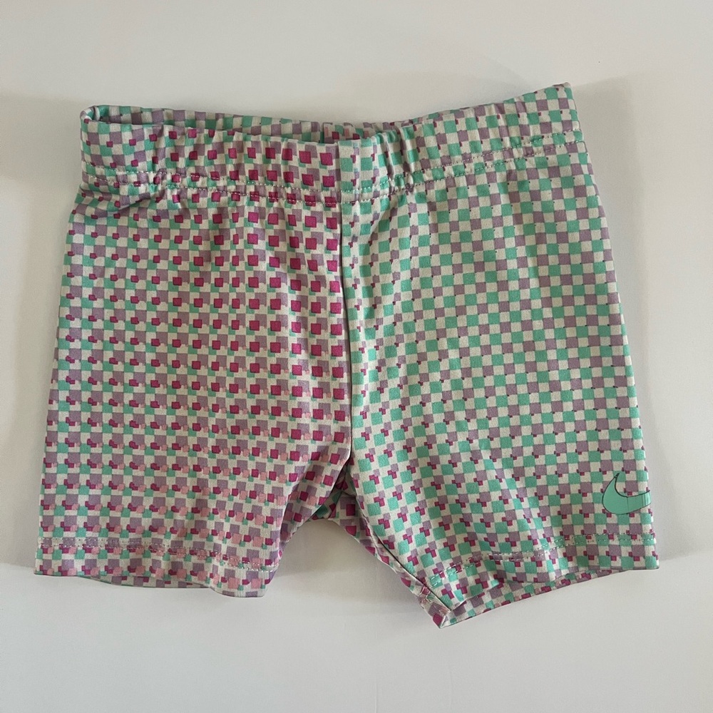 Nike Green and Pink Checkered Men's Athletic Shorts